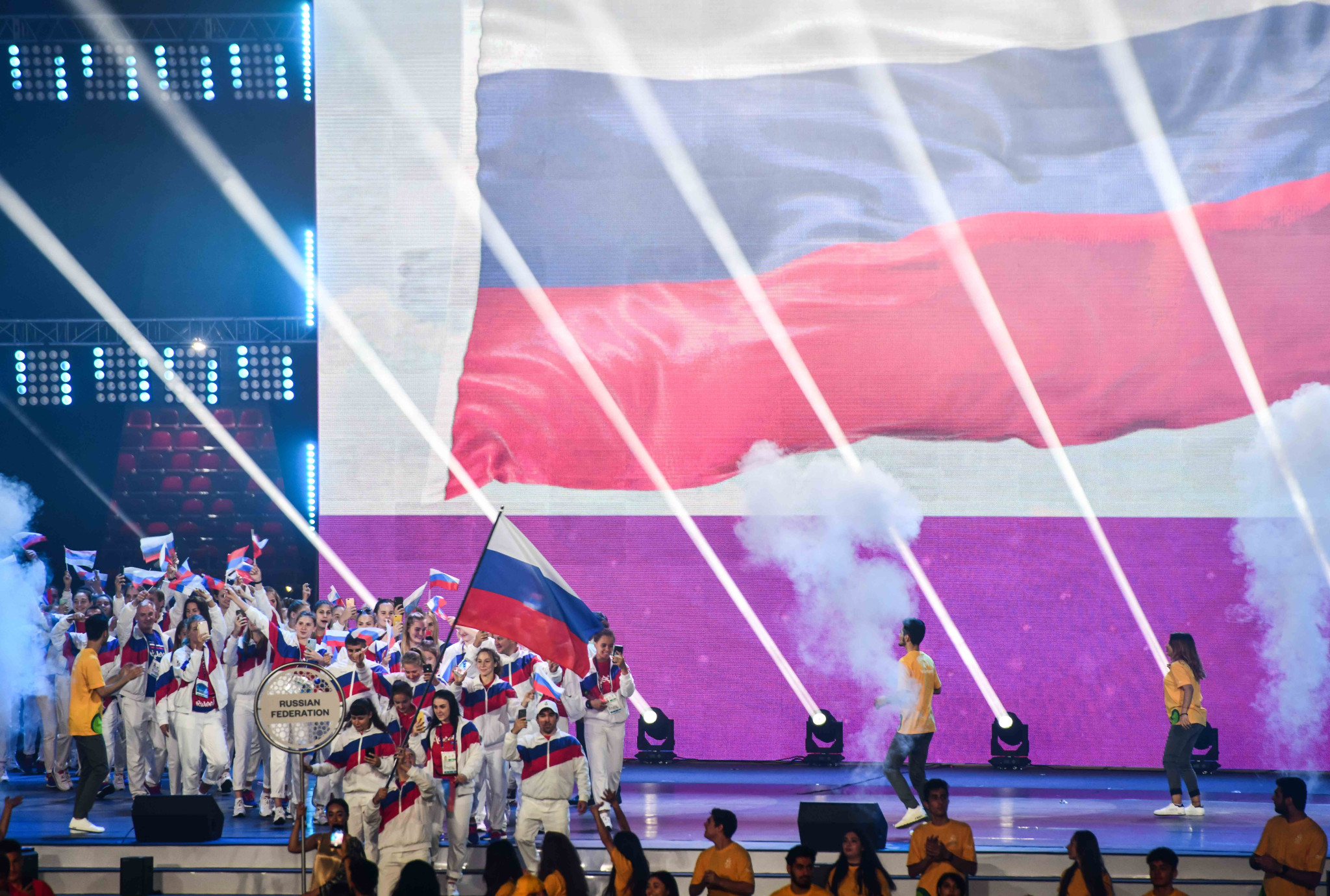 Церемония открытия XV Европейского юношеского Олимпийского летнего фестиваля.